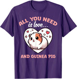 Apparel For Guinea Pig Lovers Cute All You Need Is Guinea Pigs Lover Graphic Cavy T-Shirt - Purple