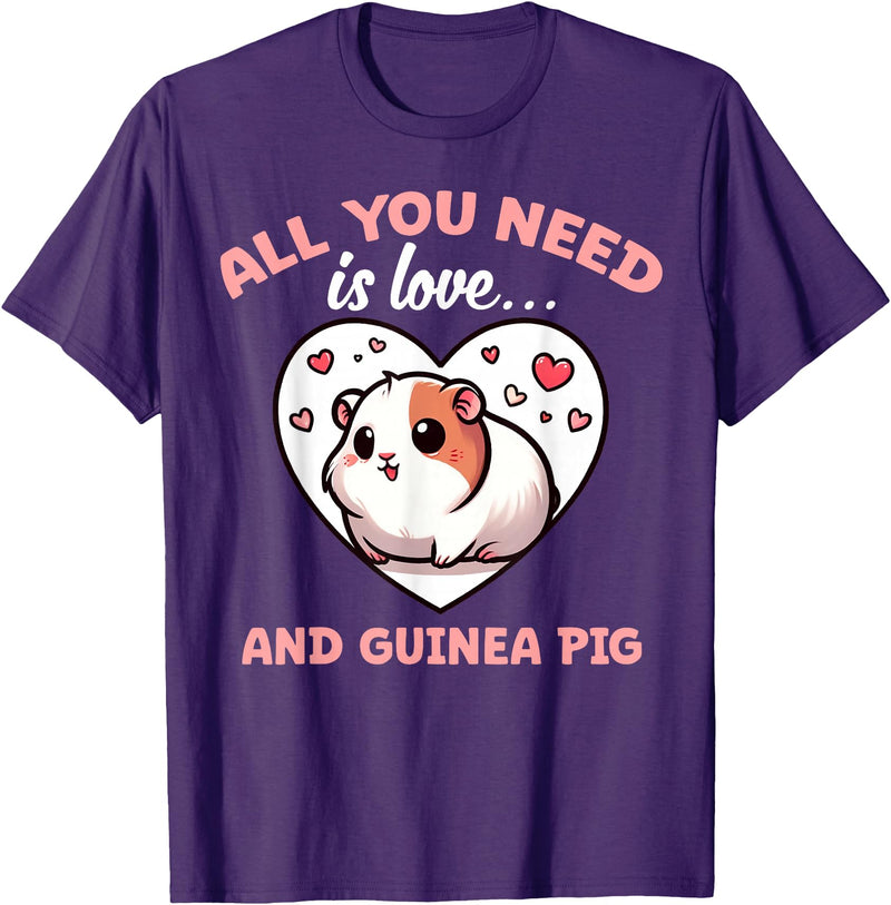 Apparel For Guinea Pig Lovers Cute All You Need Is Guinea Pigs Lover Graphic Cavy T-Shirt - Purple
