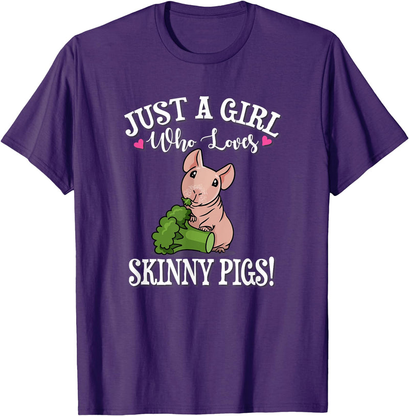 Owner Of Skinny Guinea Pig Gifts Shirts & Hoodies Kids Funny Girl Who Loves Hairless Guinea Pig Mom Lover T-Shirt - Purple