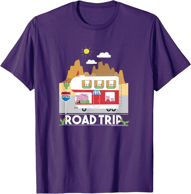 Peppa Pig Visits America Road Trip V2 T-Shirt - Purple