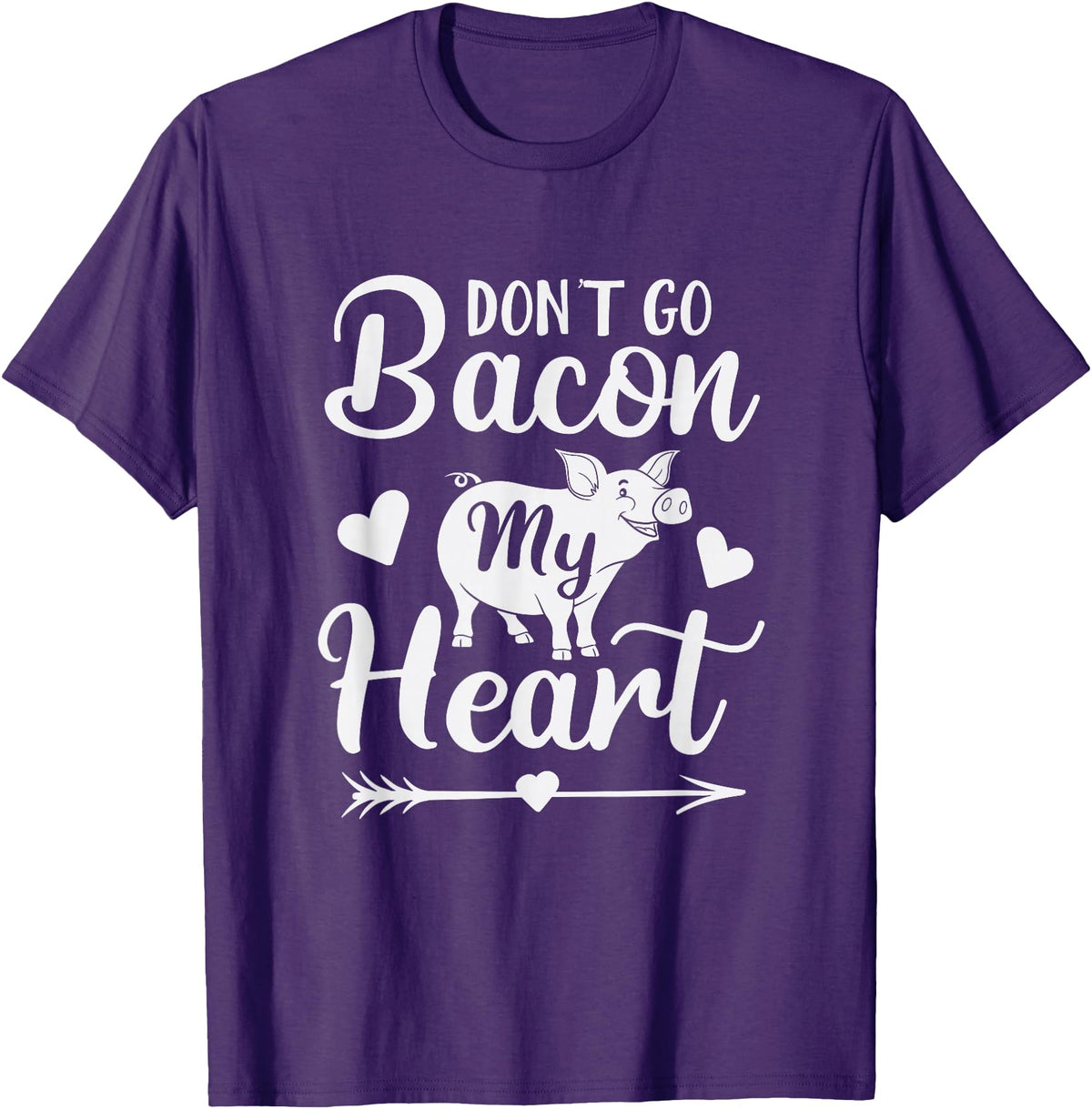 Pig Valentine Designs Don't Go Bacon My Heart Funny Valentine's Day Pig Lover T-Shirt - Purple