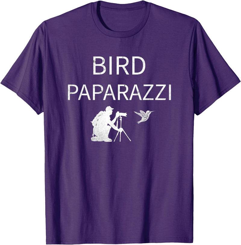 Birdwatching | Bird Photographer Gifts Unisex-Adults Black Short Sleeve T-Shirt Small Bird Photography T-Shirt - Purple