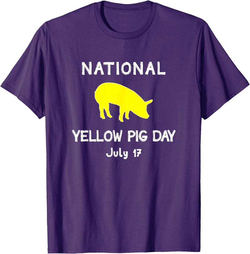 Porker Apparel Co National Yellow Pig Day T-Shirt - Purple