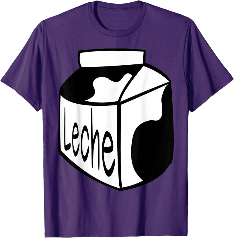 Clever Witty Milk Designs Leche Spanish Milk Carton Dairy Lover T-Shirt - Purple