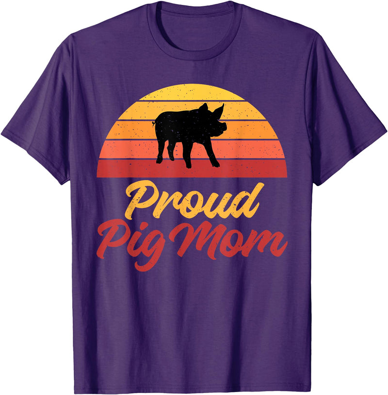 Pig Lover Gifts & Accessories Proud Pig Mom Pig Owner Pig Farmer Pig Mother T-Shirt - Purple