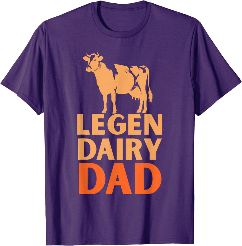 Cool Legendairy Cow For Dad Farming Tees Legen Dairy Dad Cow Vintage for Men Farmer Father's Day T-Shirt - Purple