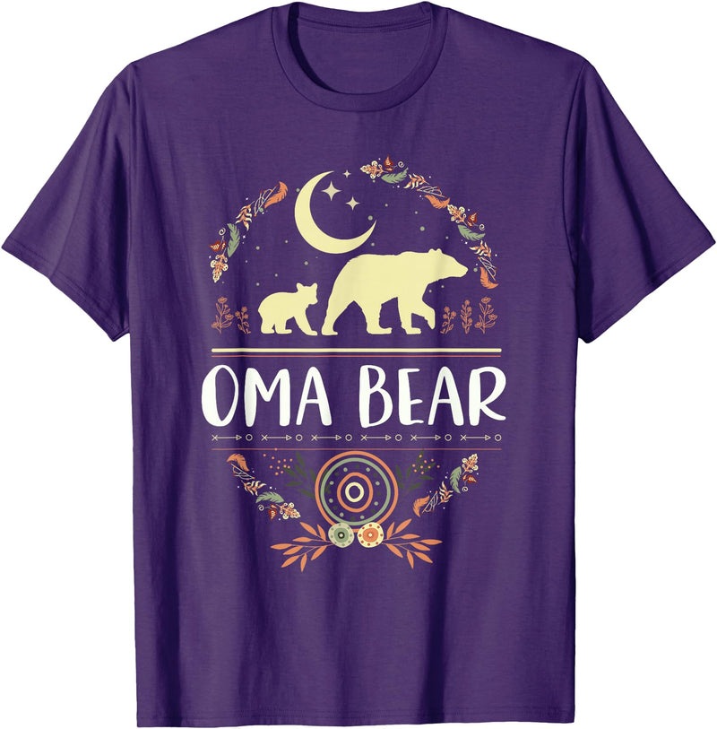Matching Family Grandma Bear Boho by Foxio Grandma Bear Floral Family Fun Boho Bear T-Shirt - Purple