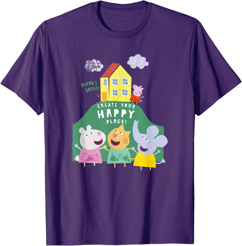 Peppa Pig Peppa's House Create Your Happy Place Group Shot T-Shirt - Purple