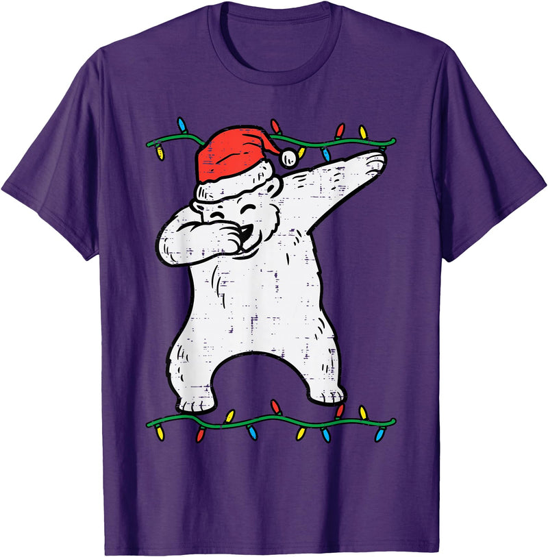 Christmas Shirts Pajamas PJ Men Women Kids Gifts Dabbing Polar Bear Dab Xmas Christmas Boys Kids Girl Youth T-Shirt - Purple
