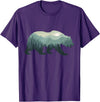Outdoors Gift Ideas Camping Stuff Men Graphic Tees Misty Forest Bear Silhouette Wildlife Nature Lover T-Shirt - Purple