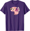 RWS235 When Pigs Fly, Flying Pig T-shirt T-Shirt - Purple