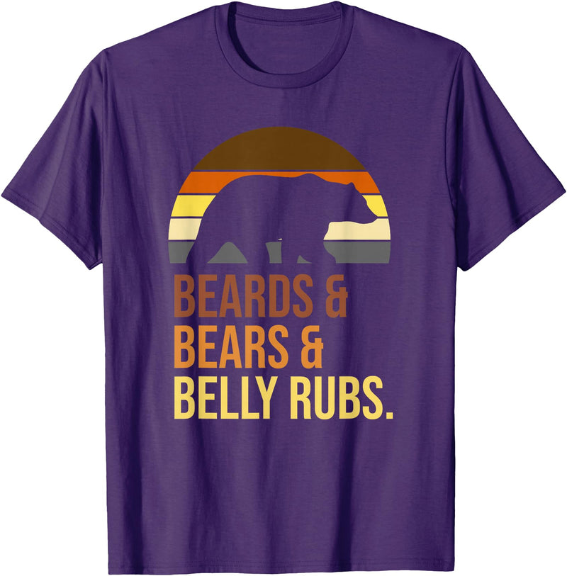 Beards Bears Belly Rubs Funny LGBTQ+ Quote T-Shirt - Purple