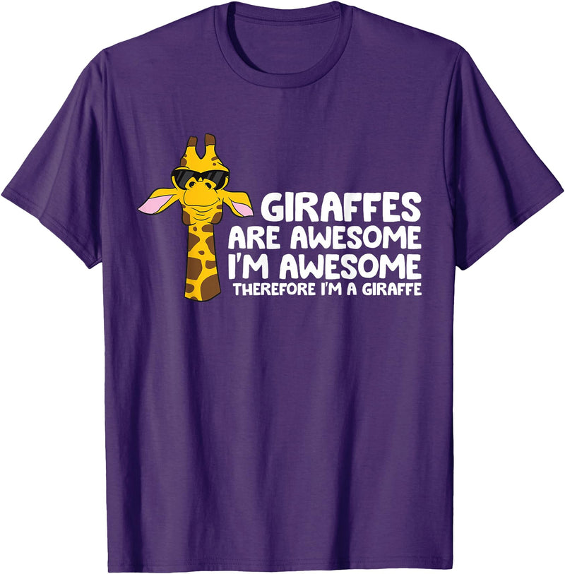 Giraffe Lover Gifts And Tees Giraffes Are Awesome I'm Awesome Therefore I'm A Giraffe T-Shirt - Purple