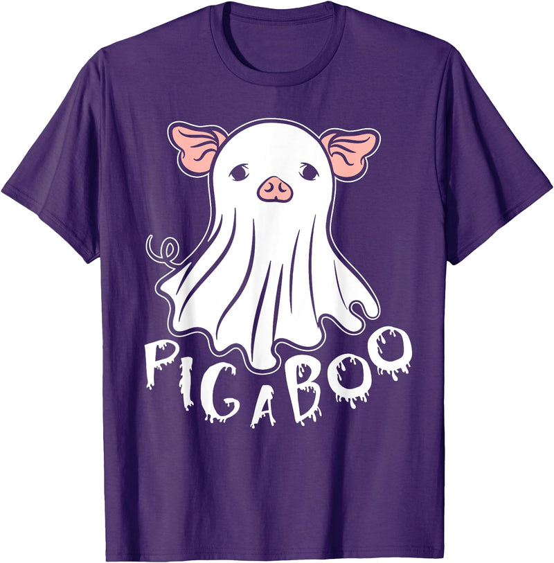 Ghost Pig Farm Halloween Costume Animal Lover Ghost Pig Costume Pig A Boo Farmer Animal Halloween Costume T-Shirt - Purple