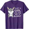 Just a Girl Who Loves Her Rabbit and Bunny Pet T-Shirt in Purple