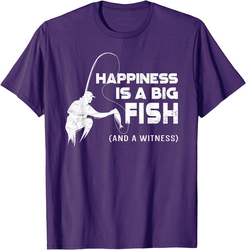 Fishing Fisherman Fisher DA0 Fishing Vintage Happiness Is A Big Fish And A Witness T-Shirt - Purple