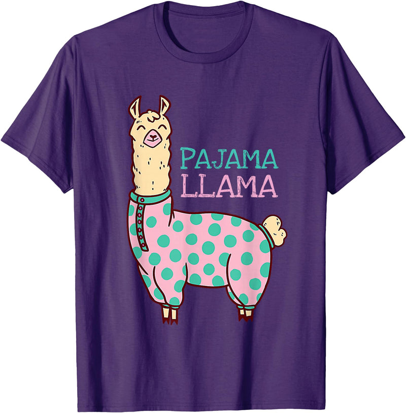 Cool Llama lovers Pyjama day Pajama Llama Cute Llama Pajama Alpaca Kids Women Girl T-Shirt - Purple