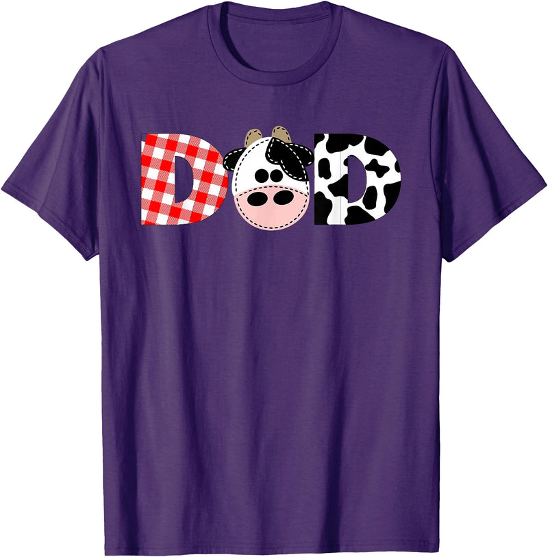 Funny Cow Mom And Dad Birthday Family Tees Dad of The Birthday for Boy Cow Farm 1st Birthday Cow Daddy T-Shirt - Purple