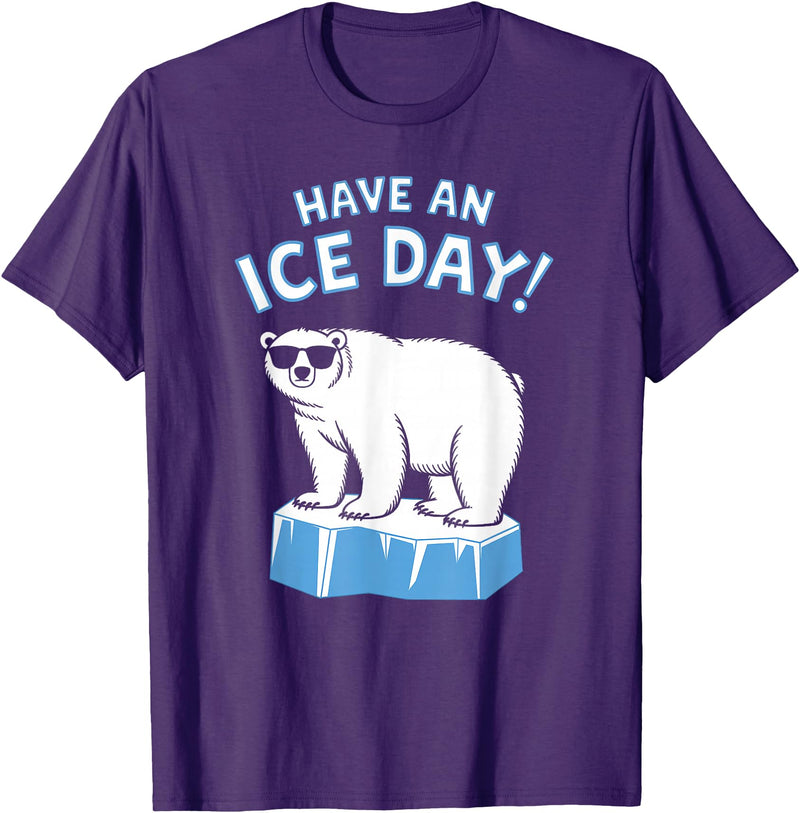 Christmas Happy Fam2024 Funny Polar Bear Have An Ice Day Snow Boys Girls Kids T-Shirt - Purple
