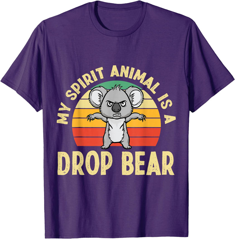 Mythical Creature Gag Gift Designs Australian Feral Koala, Spirit Animal Drop Bear T-Shirt - Purple