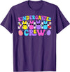 Kindergarten Crew Retro Bunny Teacher Easter Day Rabbit T-Shirt in Purple