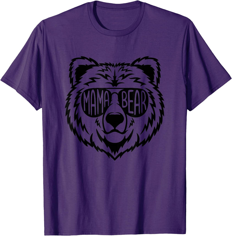 Funny Mothers Mama Bear Face Mama Bear Face Sunglasses Mother Mom Mommy T-Shirt - Purple