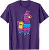 Llama Pinata Party Shop Funny Loot Llama Pinata with Yellow Saddlebag T-Shirt - Purple
