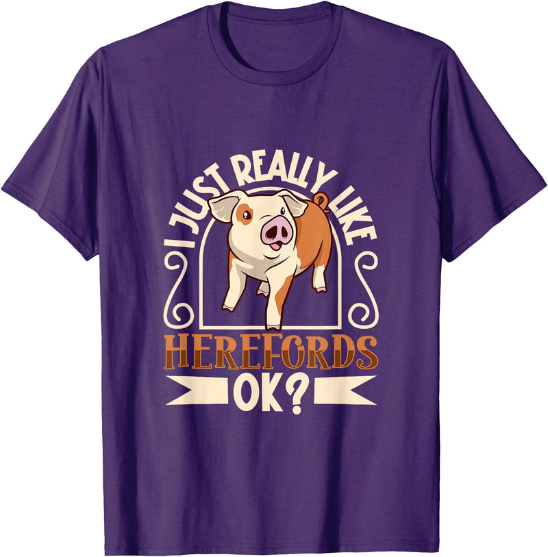 Creative Hereford Pig Designs I Love My Hereford Pig T-Shirt - Purple