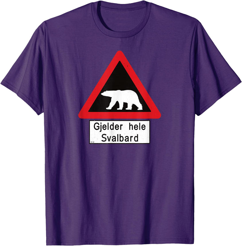 Svalbard T-Shirt Co. Svalbard T Shirt Polar Bear Sign Gjelder hele Norway T-Shirt T-Shirt - Purple