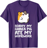 Guinea Pig Owner Guinea Pig Homework Sorry My Guinea Pig Ate My Homework T-Shirt - Purple