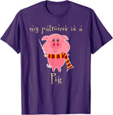Pig Lovers Tee Co. My Patronus is a Pig Wizard Magic T-Shirt. - Purple