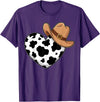 Magical and Funny Western Gifts Western Cow Print Heart Cowboy Cowgirl T-Shirt - Purple