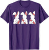 Funny Baseball Sports Easter Bunny Rabbits Easter Day T-Shirt in Purple