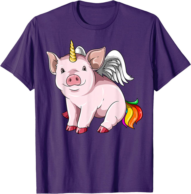 UnicornBreak Co. Piggycorn Pig Unicorn Pig Lovers T-Shirt - Purple