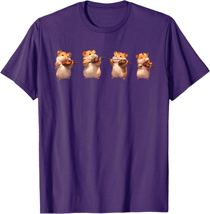 Hamsters Playing The Violin Girl Women Hamster Lover T-Shirt - Purple