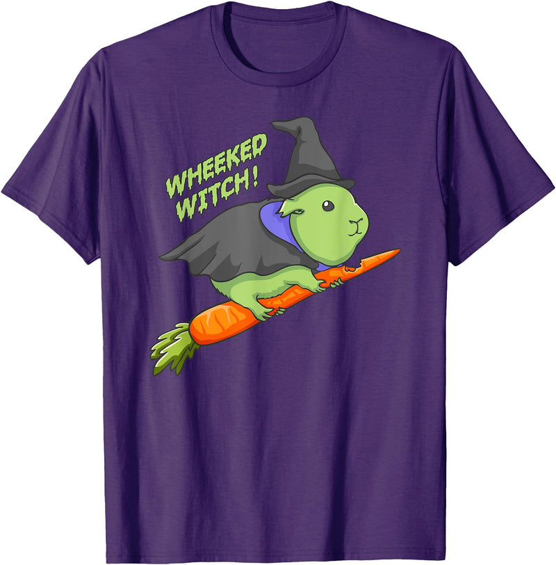 guineamerch Guinea Pig Wheeked Witch Halloween T-Shirt - Purple
