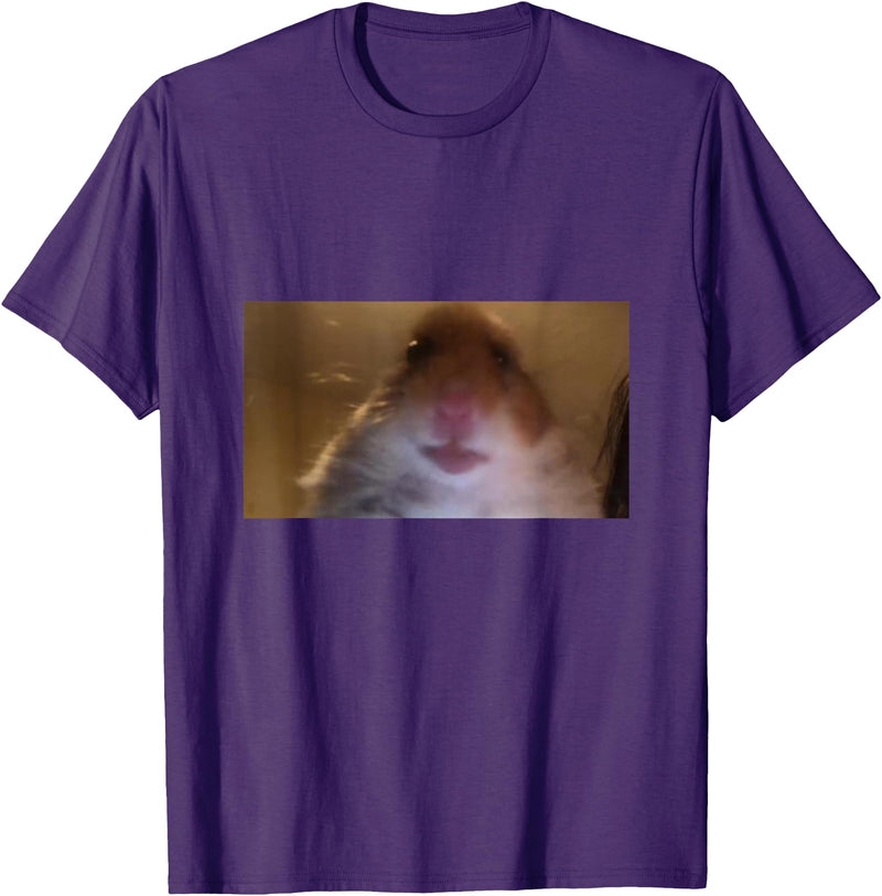 Funny Dank Meme Hamster Staring Front Camera Internet Gift T-Shirt - Purple