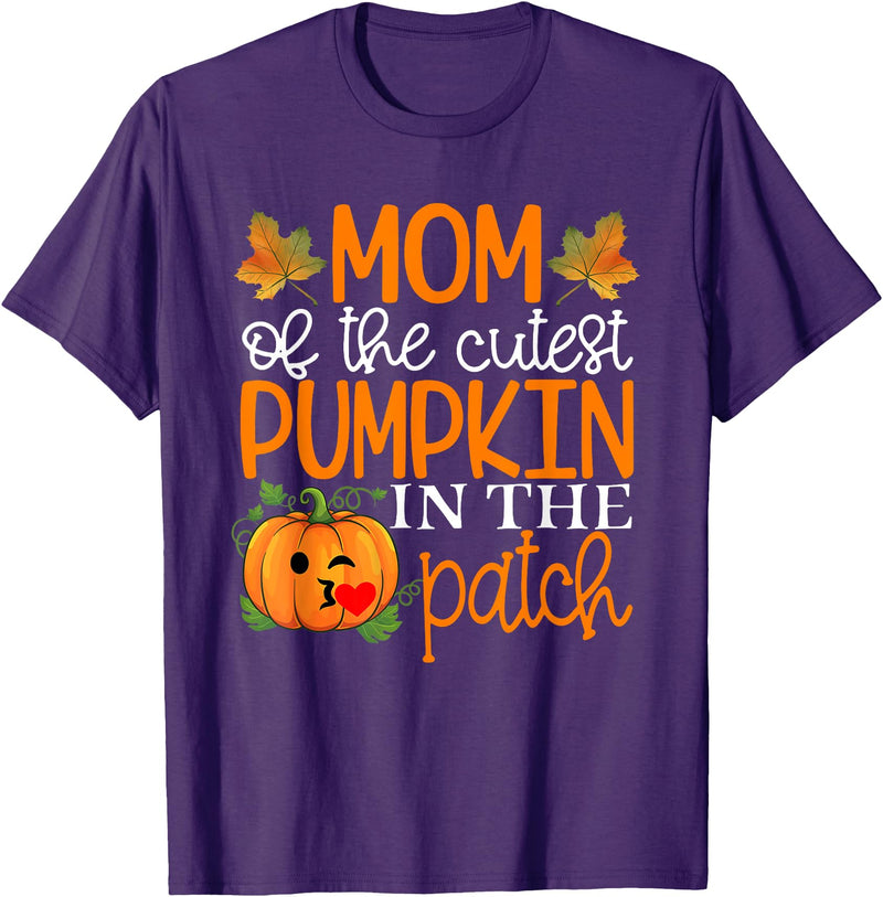 Mom of The Cutest Pumpkin Shirt Mom of The Cutest Pumpkin in The Patch Shirt Halloween T-Shirt - Purple