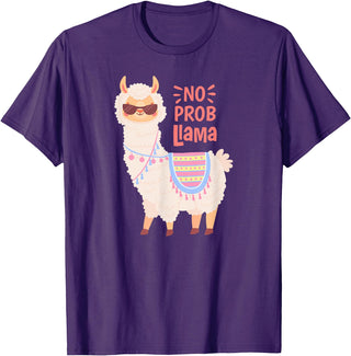 Llama & Alpaca Shirts, Cute Llama & Alpaca Outfit No ProbLlama Shirt, No Problama Shirt, Funny Alpaca Llama T-Shirt - Purple