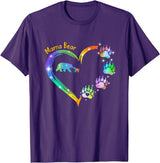 "Mama Bear" Rainbow Heart Paw Print T-Shirt