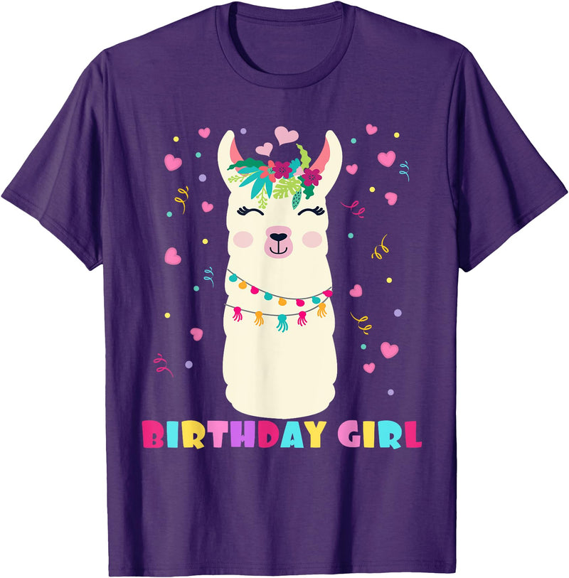 Llamazing Birthday Party Outfit Llama Lovers Birthday Girl Cute Llama Alpaca Kids Llamazing T-Shirt - Purple