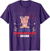 Fourth Of July - Cute Animals America 4th Of July American Pig Kids USA Pig T-Shirt - Purple