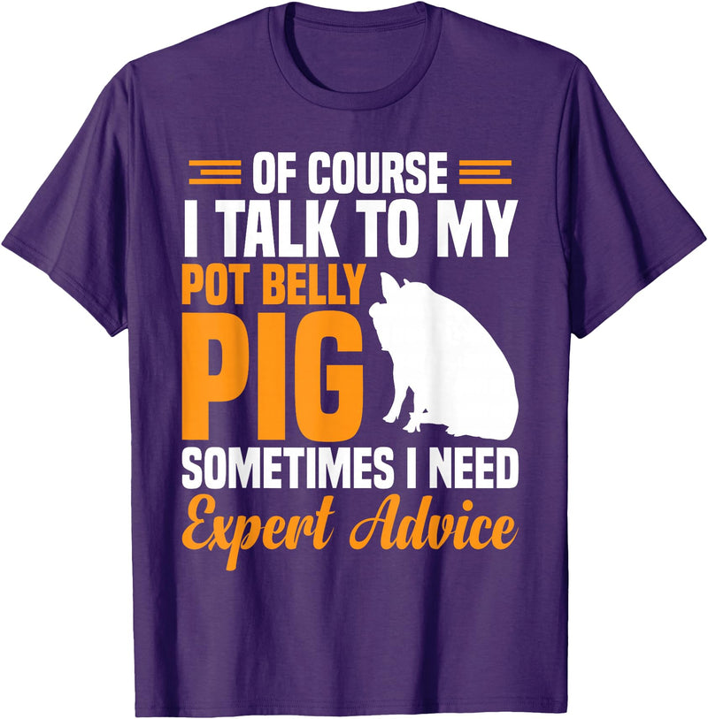 Pot Belly Pig Clothing & Pig Stuffed Animal Pig Feed Toy Pot Belly Pig Lover T-Shirt - Purple