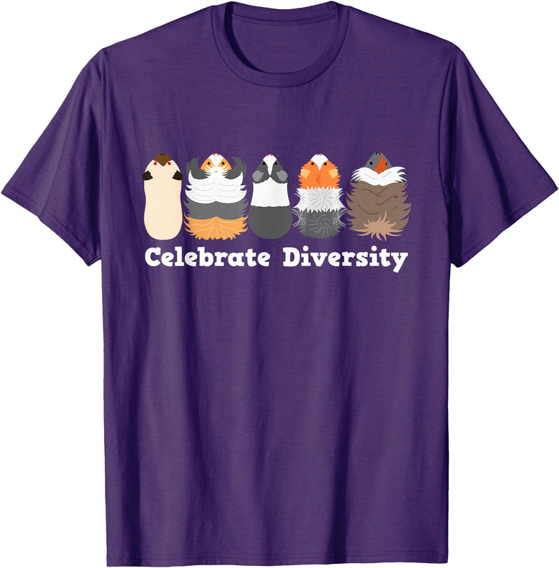 Celebrate Diversity Funny Cute Stuffs for Guinea Pig Lovers T-Shirt - Purple