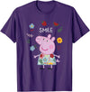 Peppa Pig Smile Cute Flowers & Fruit Full Body Portrait T-Shirt - Purple