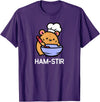 Hamster, Ham-stir Funny Jokes Sarcastic T-Shirt - Unisex-Adults & Kids - Black - Small - Short Sleeve - Cotton Blend - Classic Fit - Crew Neck - T-Shirt - Purple