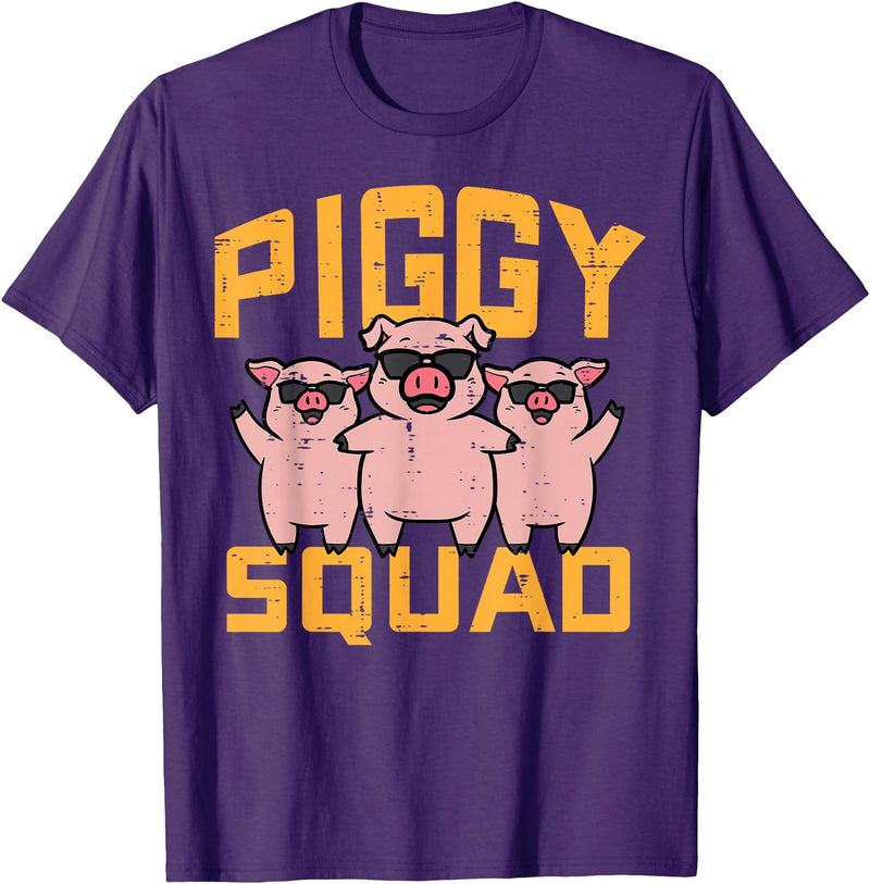 Pig Lover Shirts For Men Women Kids Pig Lover Piggy Squad Hog Farmer Crew Swine Women Men Kids T-Shirt - Purple