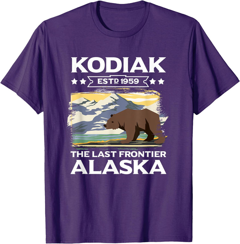 Denali National Park And Preserve Gear Kodiak The Last Frontier Alaska Grizzly Bear Outdoor Hiking T-Shirt - Purple
