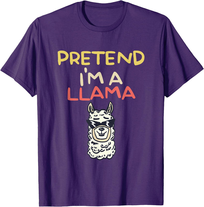 Funny Pretend I'm A Llama Halloween Costume Gift Funny Pretend I'm A Llama | Halloween Costume T-Shirt - Purple
