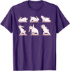 Cute Bunny Yoga Rabbit Poses and Meditation Funny T-Shirt in Purple